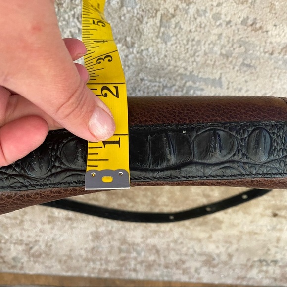 Brahmin Manhattan Croc Embossed Leather Crossbody Purse Handbag Small Brown - Picture 15 of 16